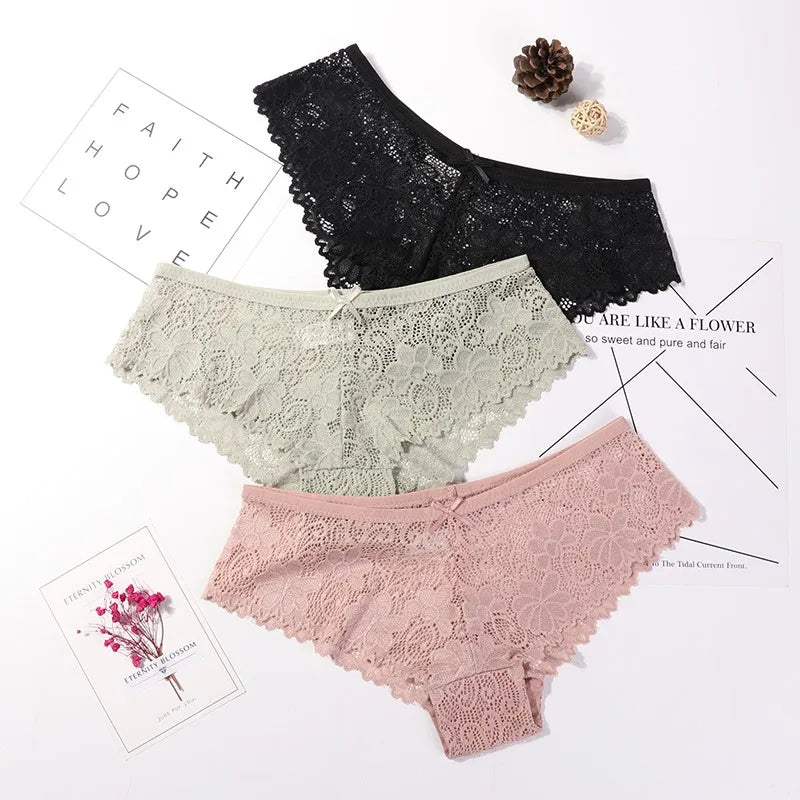 Lace Hollow Briefs Set for Women in Multiple Colors