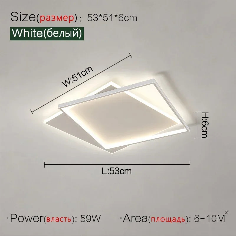 Modern Minimalist Square Ceiling Light in Black