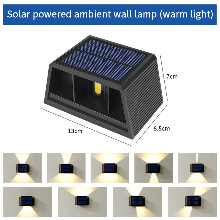 ATcomm Solar Powered LED Wall Lamp for Outdoor Garden Lighting