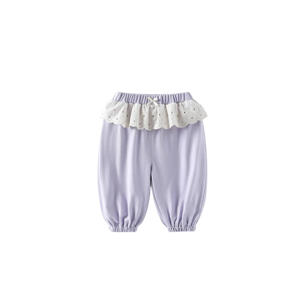Girls' Casual Lace Sports Pants in Cotton for Autumn 2025