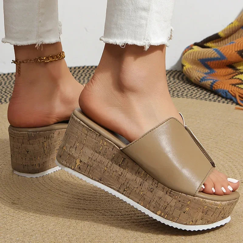 Shoes for Women 2025 Summer Fashion Platform Wedges Peep Toe Slip on Slippers Women Slides Sandalias De Mujer Plus Size 35-43
