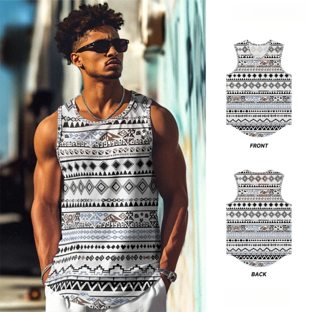 Men's Breathable Polyester Tank Top for Summer Sports