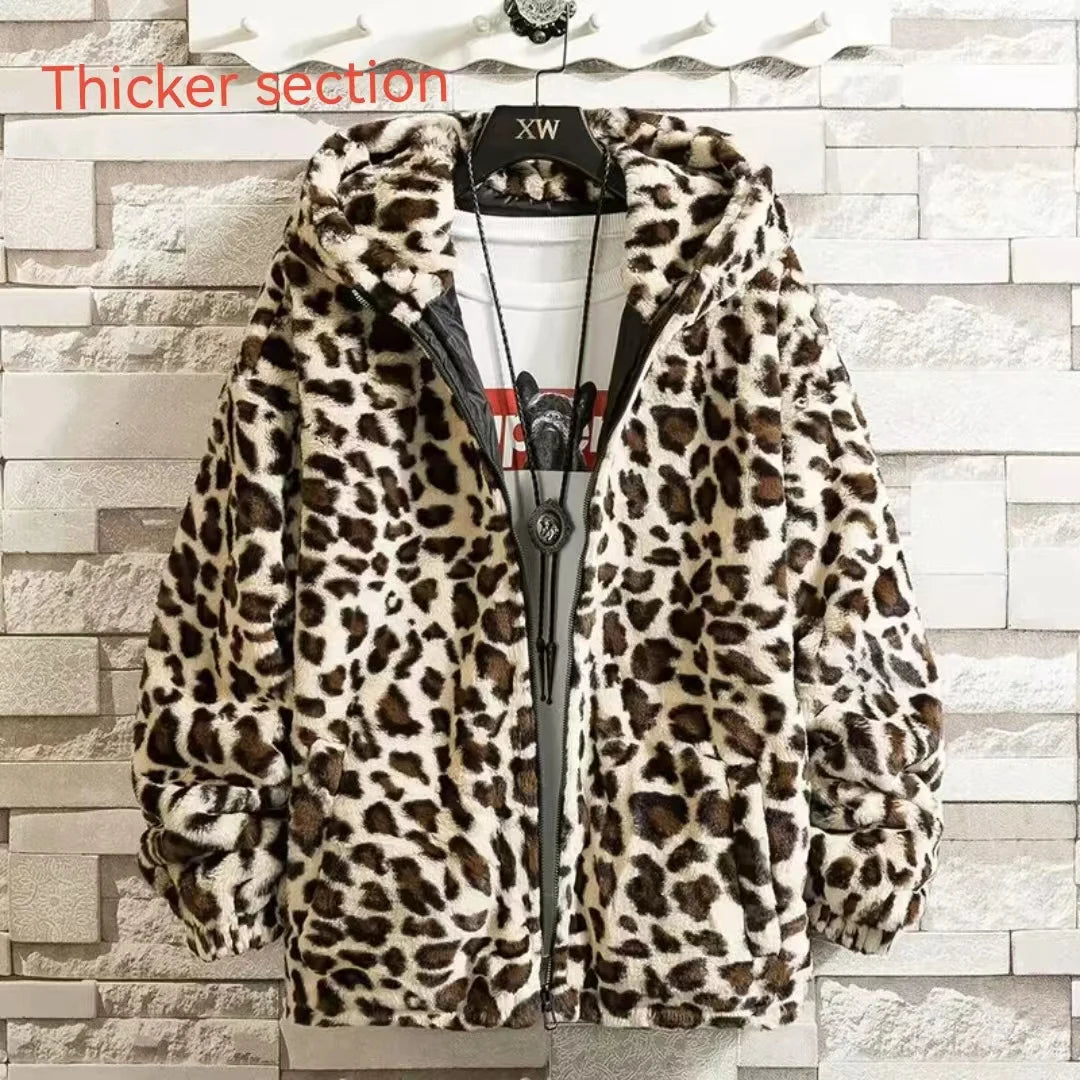 2025 Fall/winter Leopard Print Jacket Loose and Comfortable Cotton-padded Jacket Fashion Men's and Women's Autumn Warm Jacket