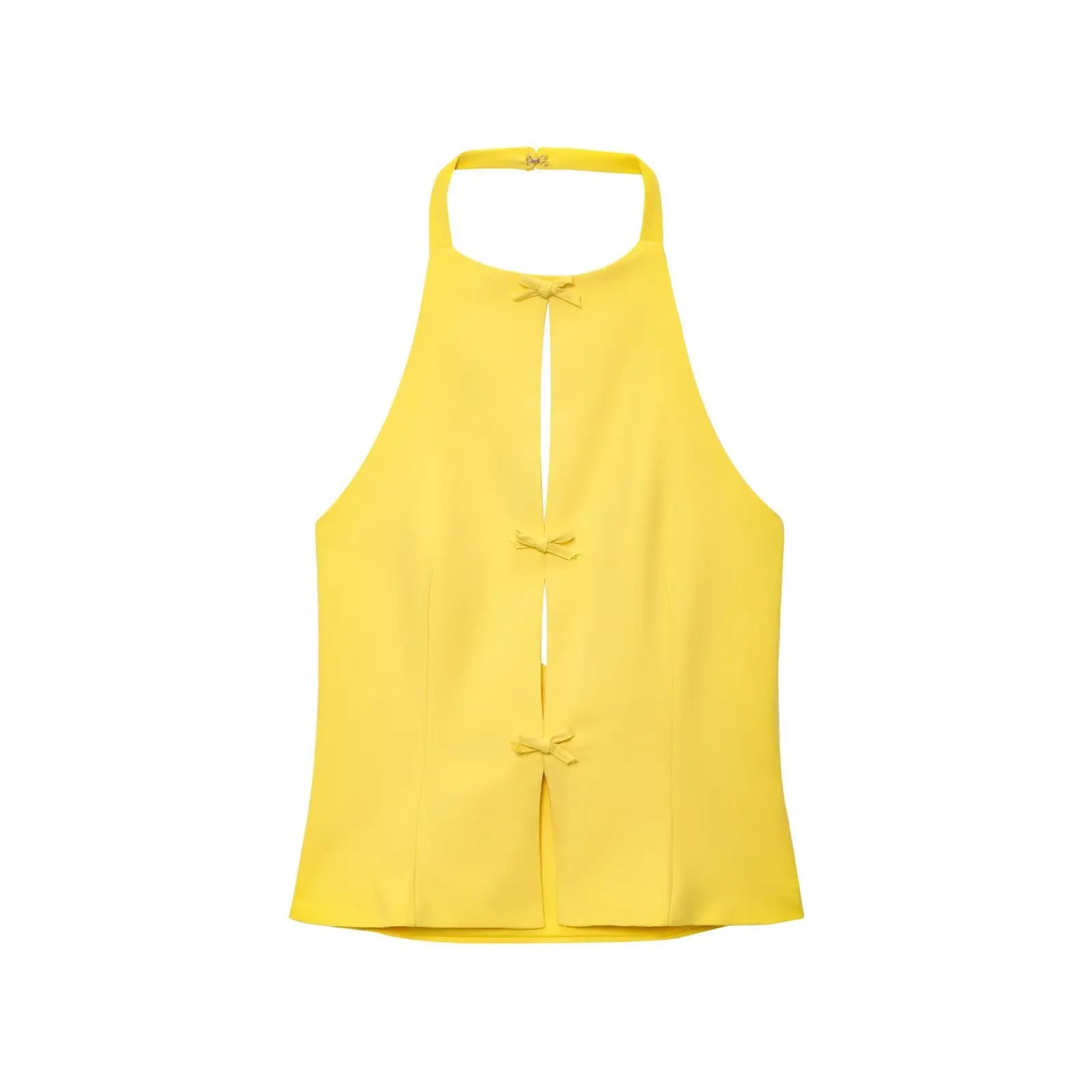 Tuularose Women's Summer Bow Backless Halter Tank Top