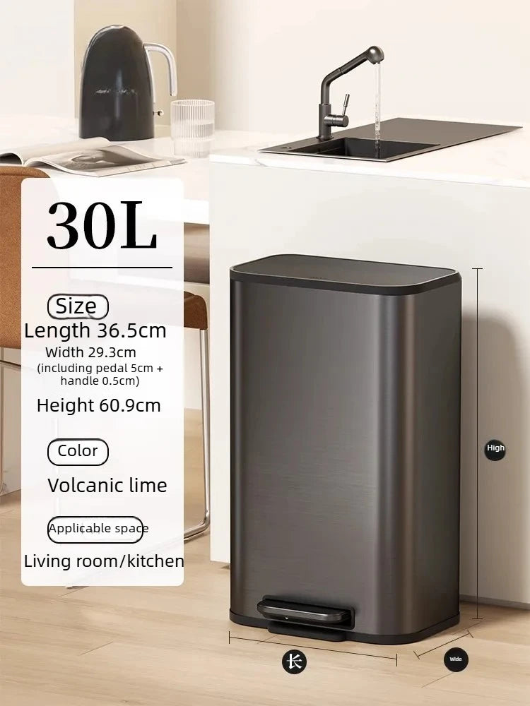 Large Capacity Stainless Steel Kitchen Bin in Italian Style