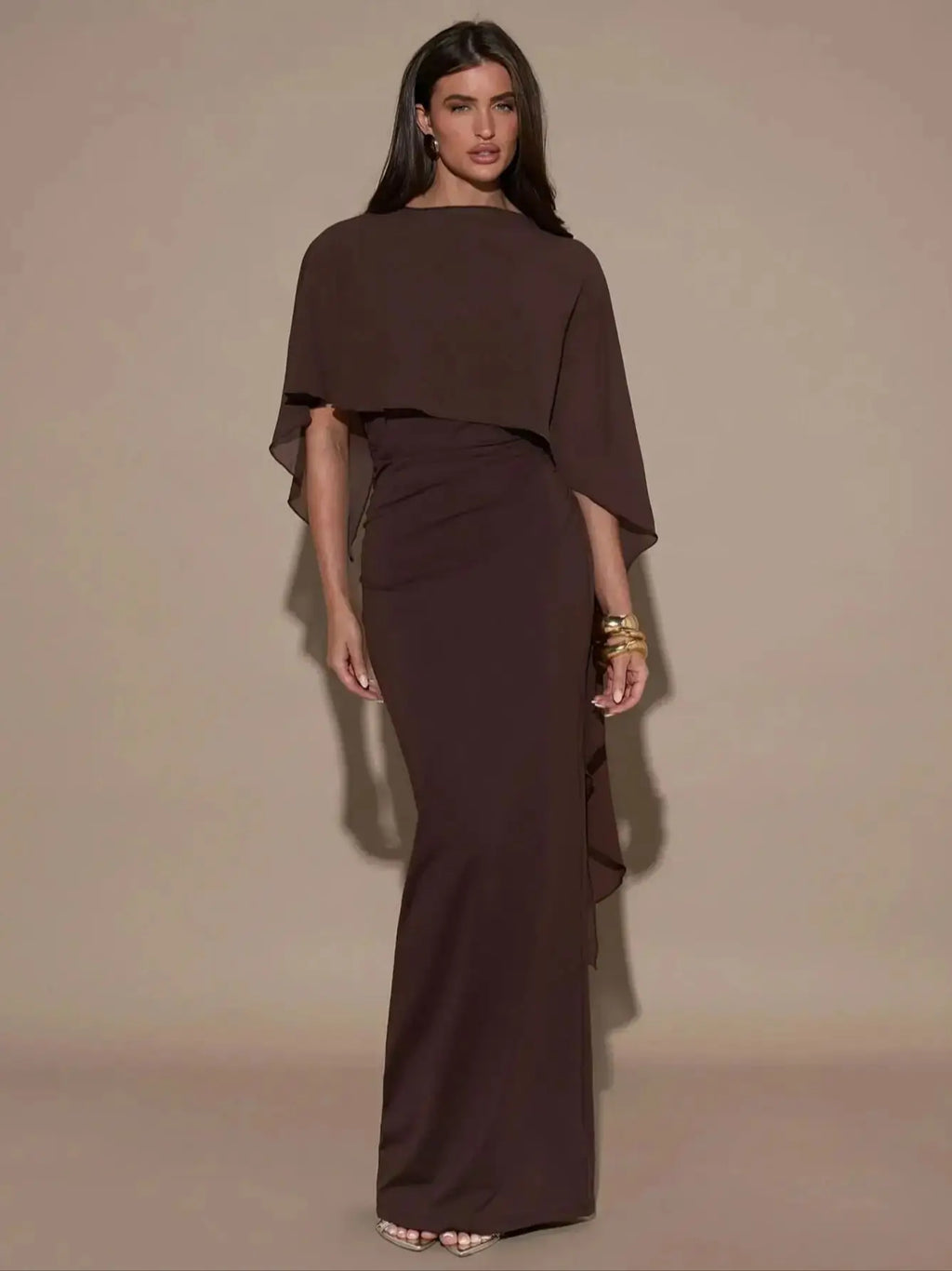 Elegant Ankle-Length Dress for Women in Polyester Blend