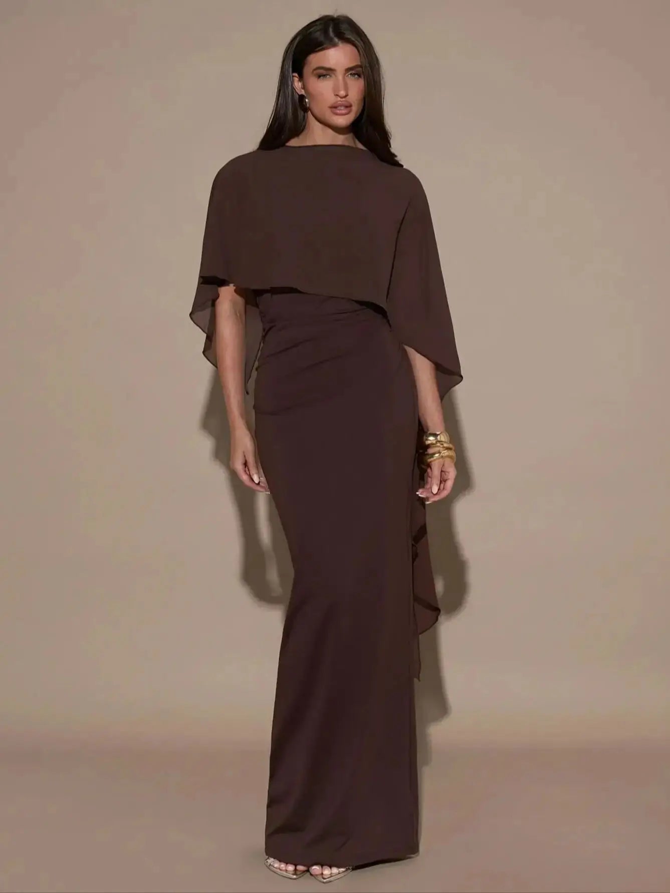 Elegant Ankle-Length Dress for Women in Polyester Blend