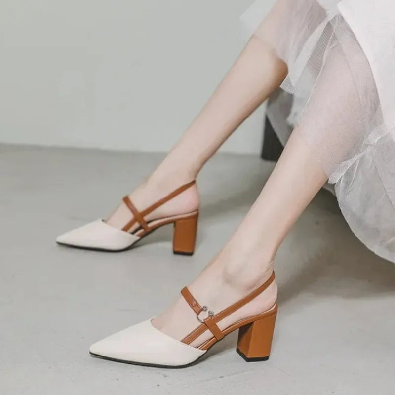 Elegant Chunky High Heels for Women with Pointed Toe
