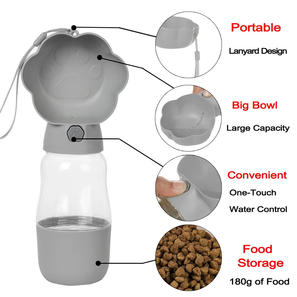 Travel-Friendly 2-in-1 Pet Water and Food Dispenser