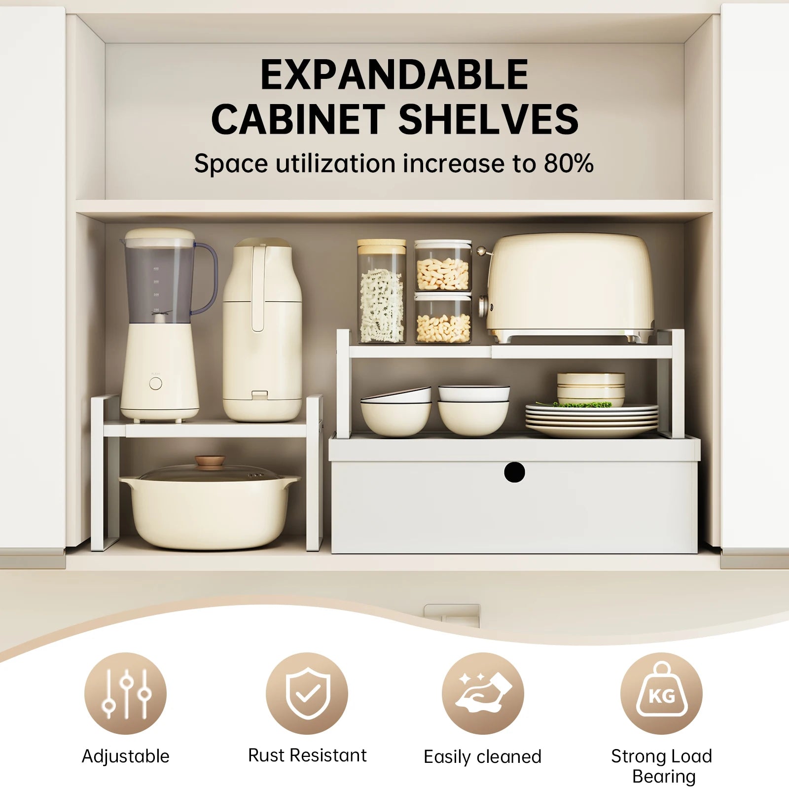 Metal Kitchen Storage Rack for Under Sink Organization