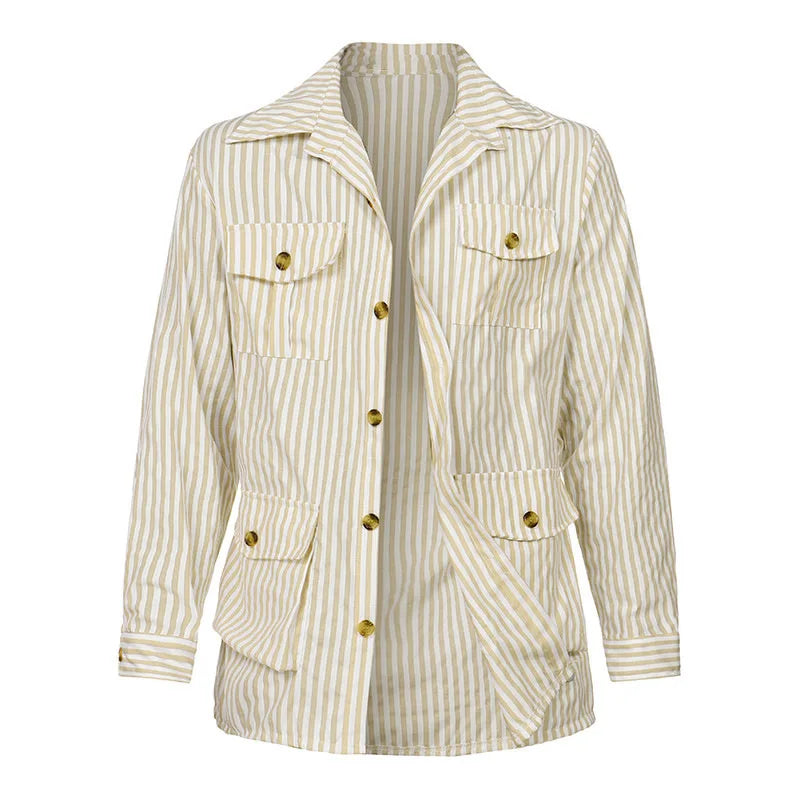 Men's Casual Long Sleeve Striped Belted Shirt in Multiple Colors