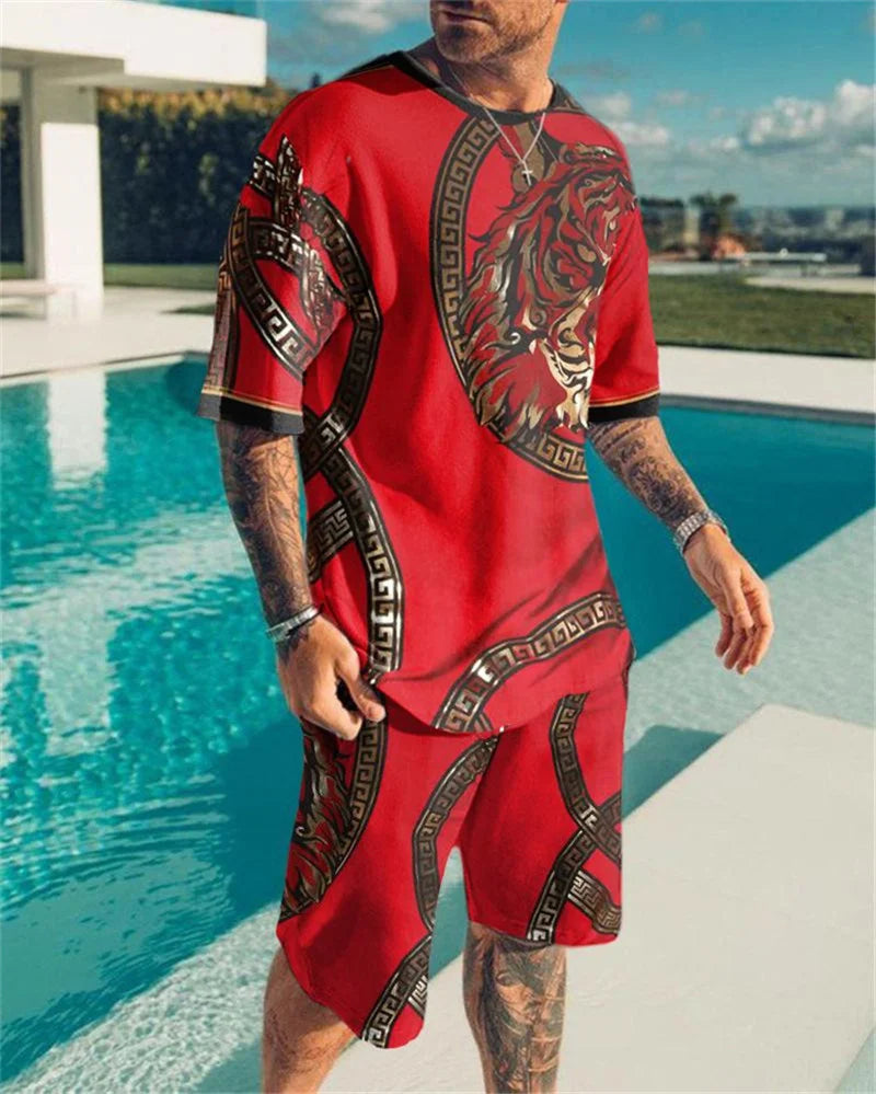 Men's Sportswear Trend Men Sets 3D Printed Tracksuits Clothing Casual Shorts+tshirts Set Sweat Suits Summer Tracksuit Men Sets