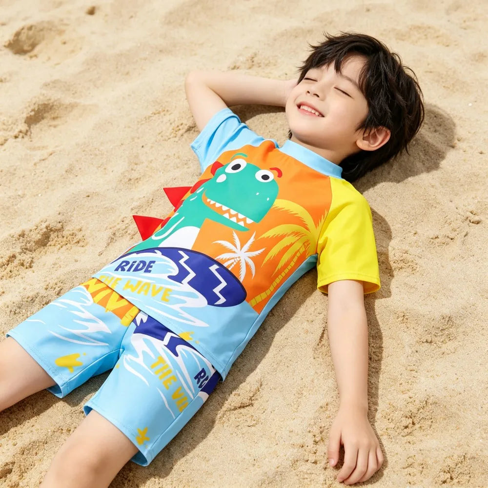 Boys Cartoon Swimwear 3 Piece Set for Ages 3 to 12