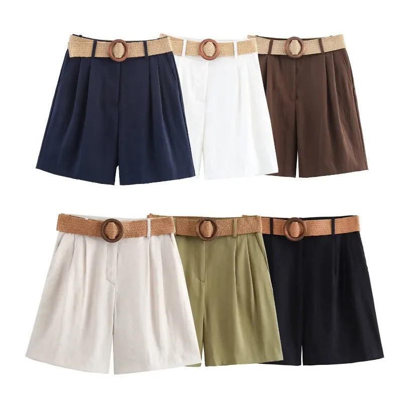 Y2K High Waist Baggy Shorts for Women with Belt
