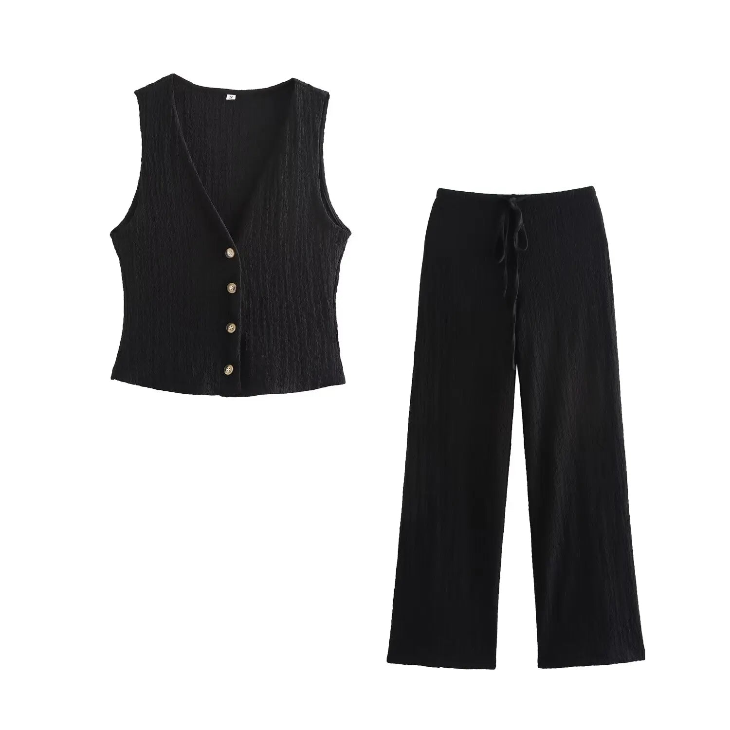 Chic DUOPERI Women Textured 2 Piece Office Set with Vest and Trousers