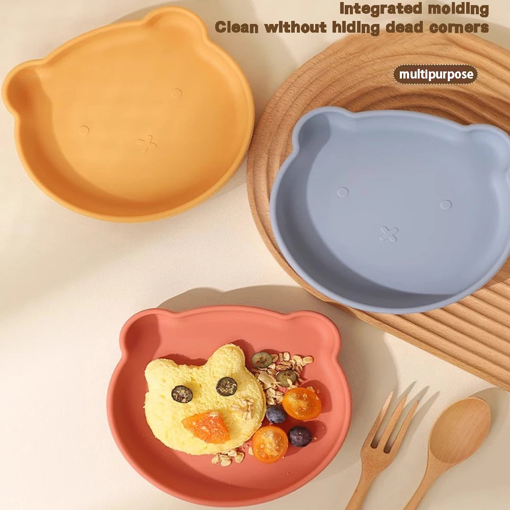 Bneseus Silicone Tableware Set for Children with Cartoon Design