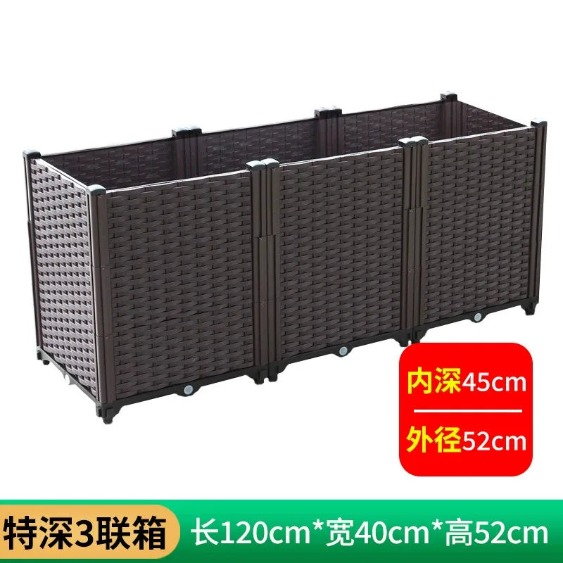 Heavy Duty Plastic 3-Tier Planter Box for Outdoor Use