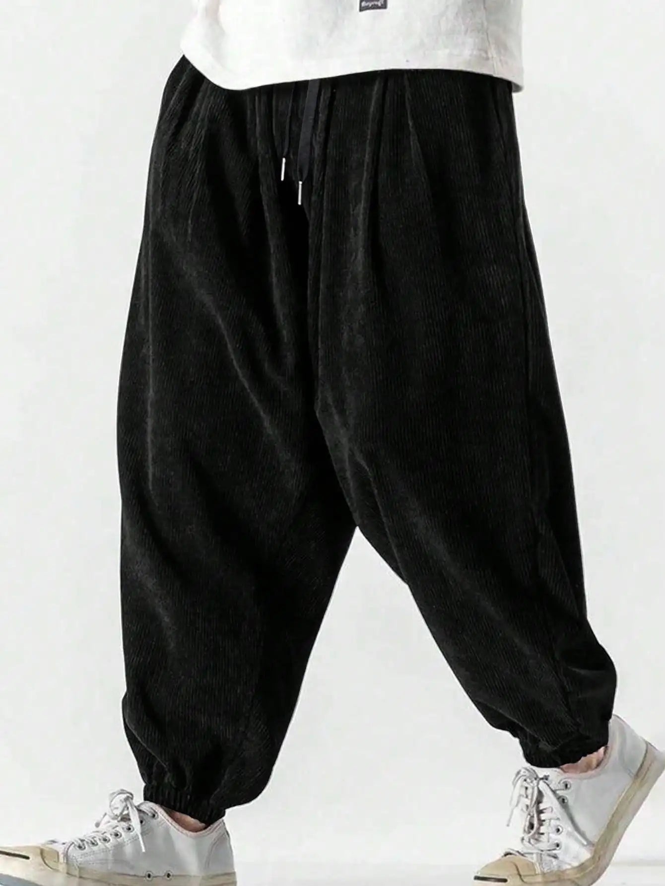 CHUJIE Spring and Autumn Men's Corduroy Pants Solid Color Casual Sports Breathable Short Pants Sports Pants Men's Style