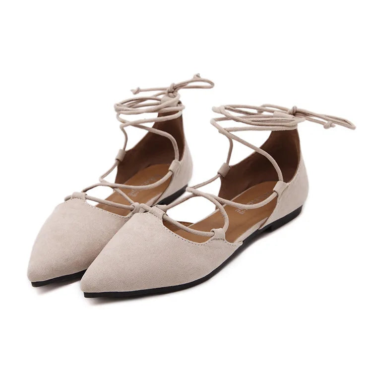 Pointed Toe Roman Sandals for Women in Flock Material