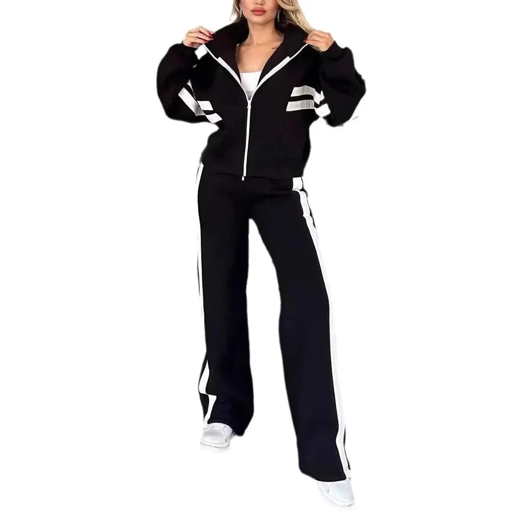 Stylish Striped Jacket and Pants Set for Women