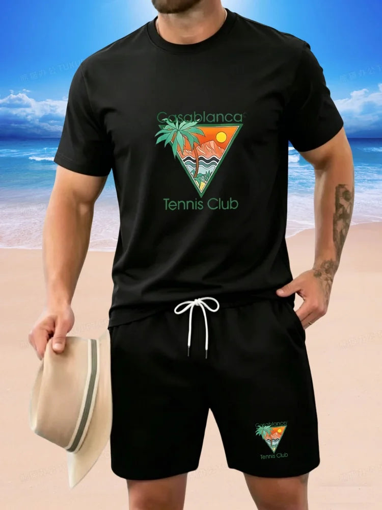 2026 New Trendy Men's Casual Set: A Simple and Stylish Short Sleeved Breathable Top and Pants Two-piece Set, Easy and Versatile