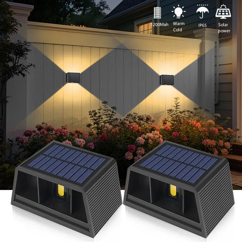 ATcomm Solar Powered LED Wall Lamp for Outdoor Garden Lighting