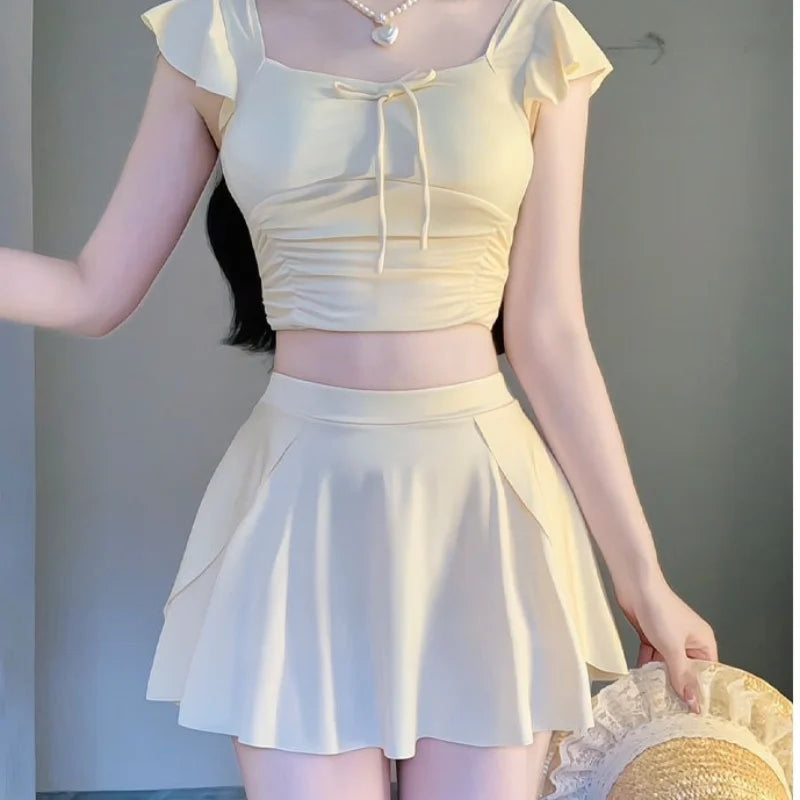 Polyester Two Piece Swimsuit for Women with Square Neck