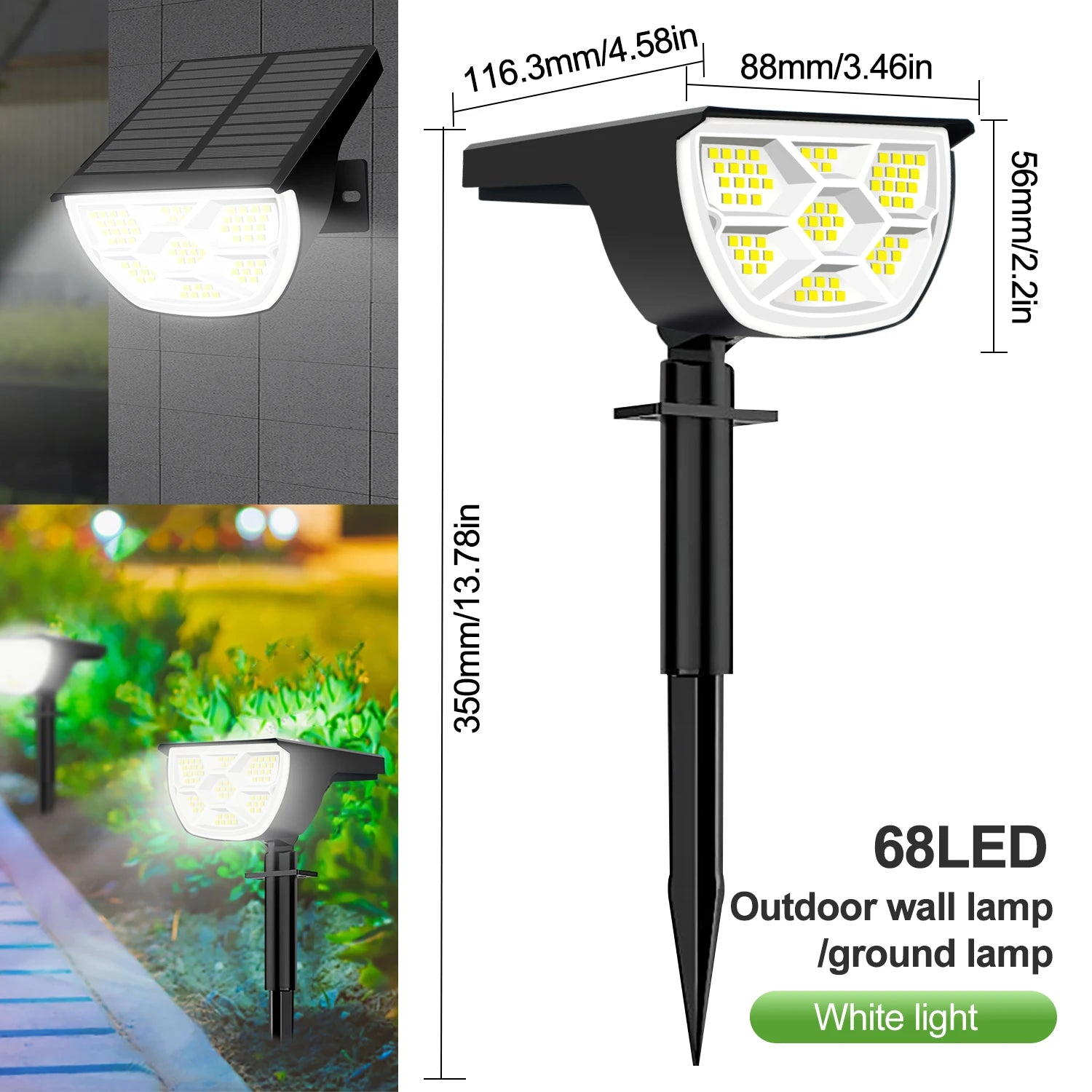 72 LED Solar Landscape Spotlights with IP65 Waterproof Design