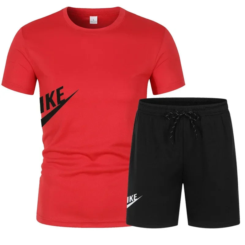 Men's Breathable Polyester Summer T-Shirt and Shorts Set