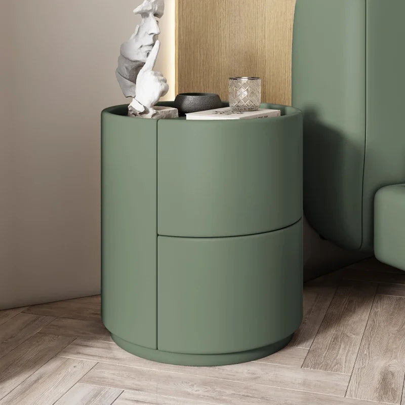 Modern Minimalist Solid Wood Nightstand with Two Drawers