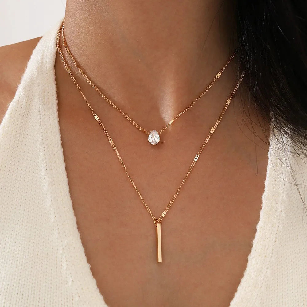 Trendy Heart Zircon Pendant Necklace for Women Party Wear