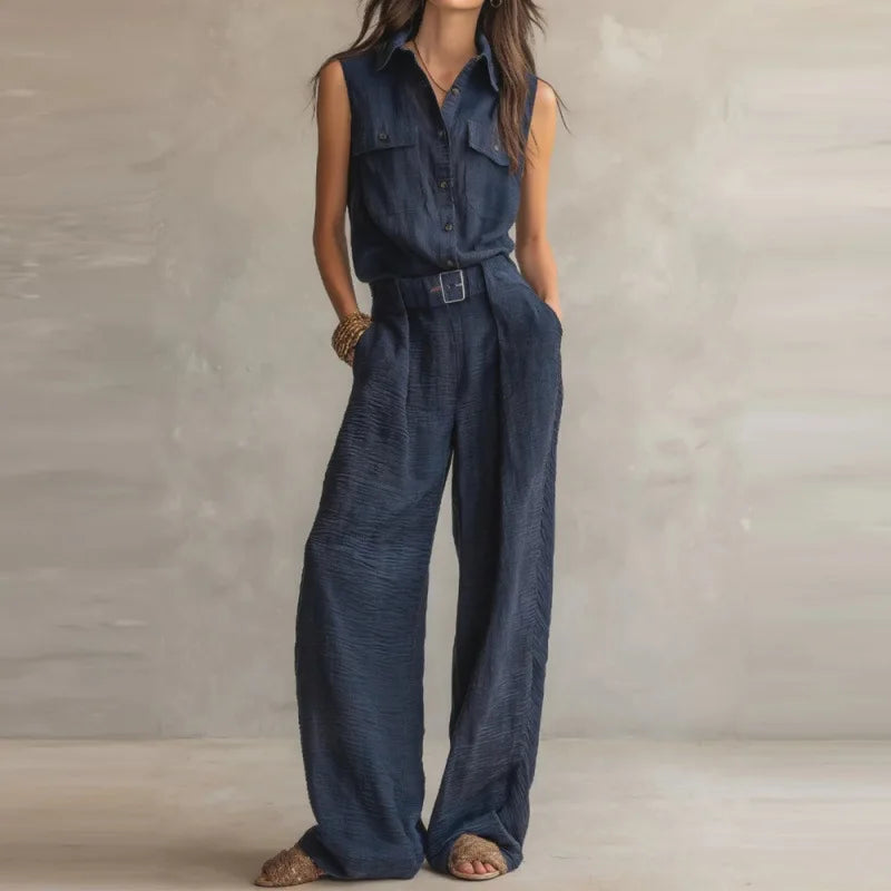 Chic Vintage Lapel Two-Piece Workwear Set for Women