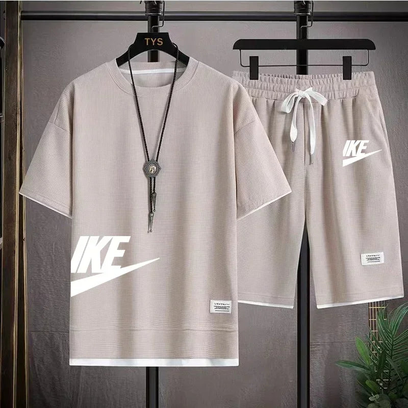 Men's Casual Sportswear Set with Short-Sleeved T-Shirt and Shorts