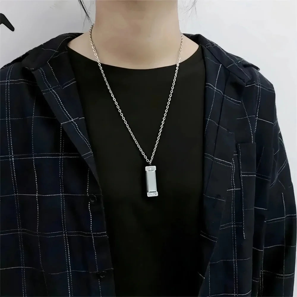 Mini Harmonica Necklace For Men Women Creative Musical Pendant Can Blow Sound Fashion Niche Design Jewelry