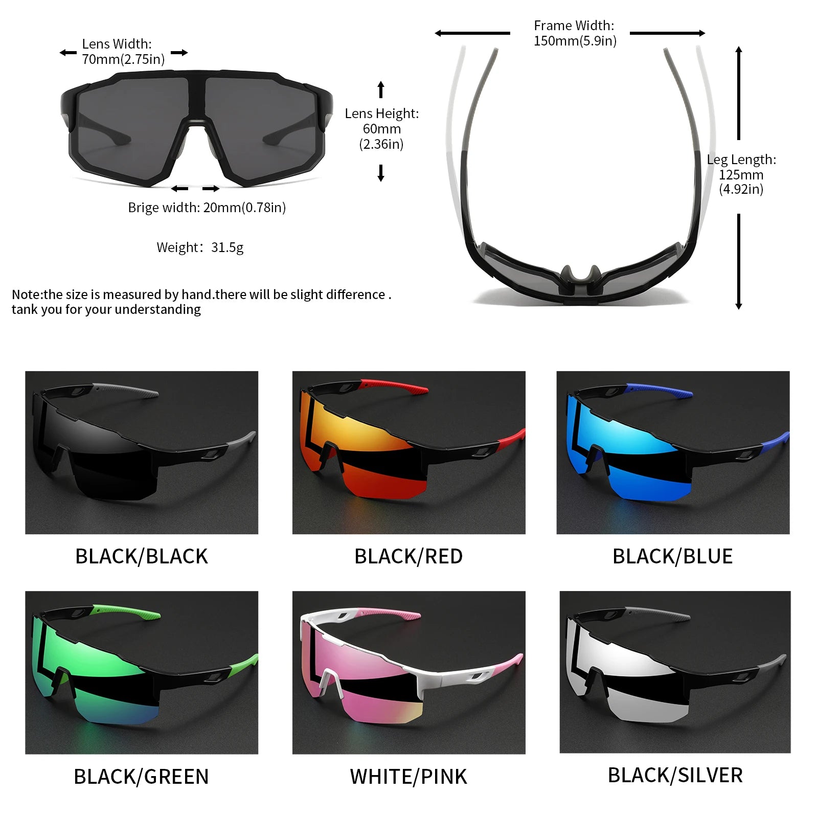 Colorful Oversized Sports Sunglasses for Outdoor Activities