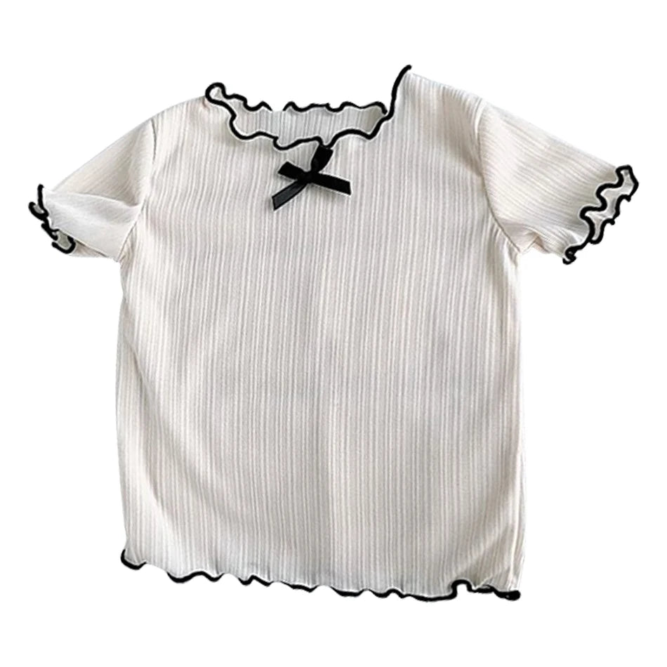 Girls' Korean Style Ice Silk T-shirt for Summer 2025