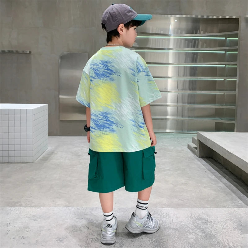 Boys Summer Clothing Set Casual Outfit for Ages 5-14