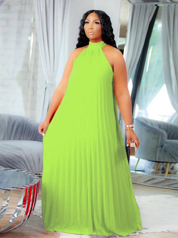 Elegant Plus Size Chiffon Halter Dress for Women