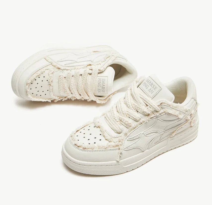 Women Shoes For Men Tennis Retro Fashion Star Shoes White Leather Male Sneakers Couple Outdoor Sport Casual Shoes