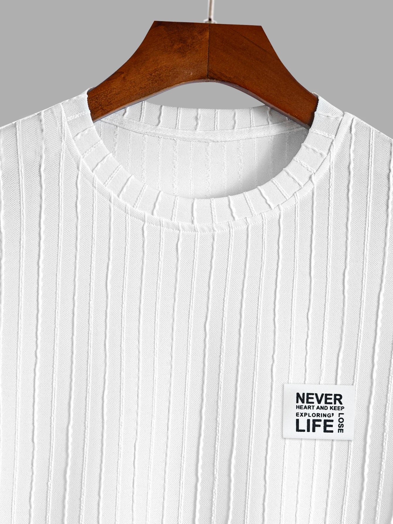 Men's Textured “Never Lose Your Way” Embroidered Detail Two-Piece Casual Set: Short-Sleeve T-Shirt and Shorts