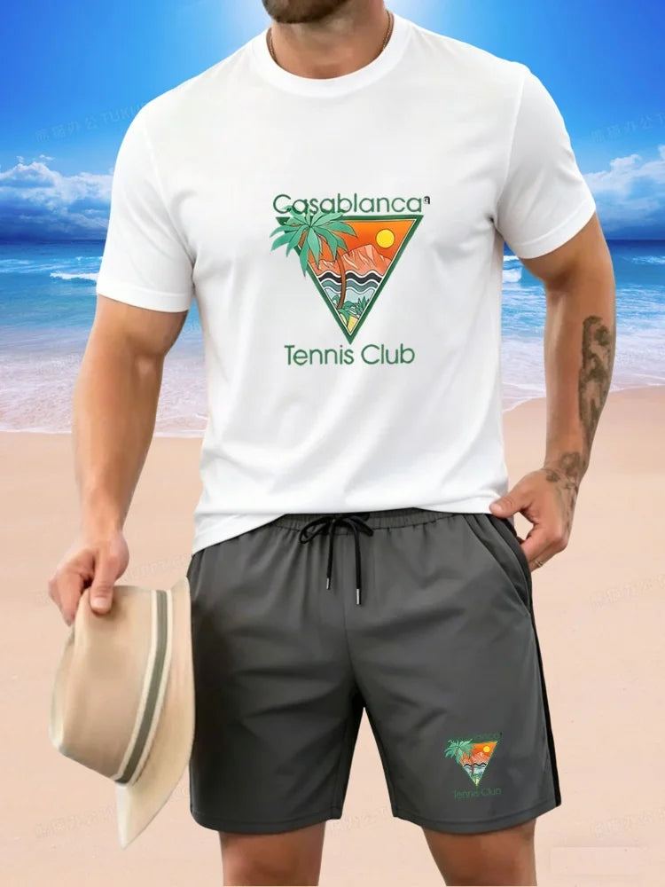 2026 New Trendy Men's Casual Set: A Simple and Stylish Short Sleeved Breathable Top and Pants Two-piece Set, Easy and Versatile