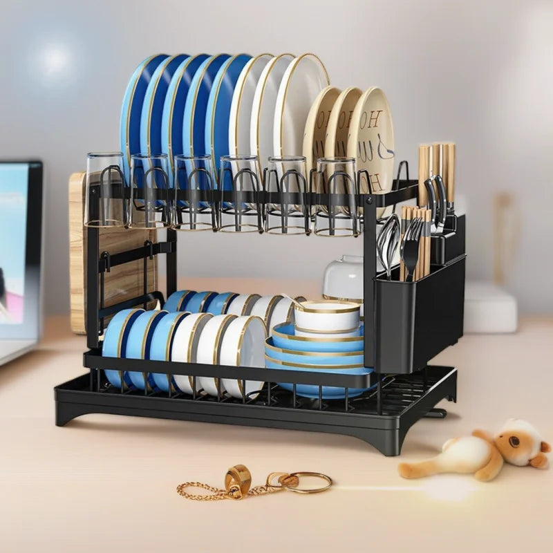 Double-layer Stainless Steel Kitchen Bowl Drain Rack