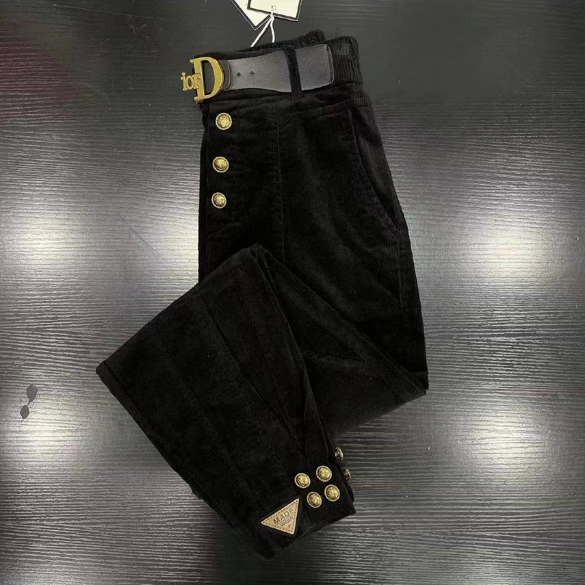 Women's Corduroy Harem Pants in Solid Color for Casual Wear