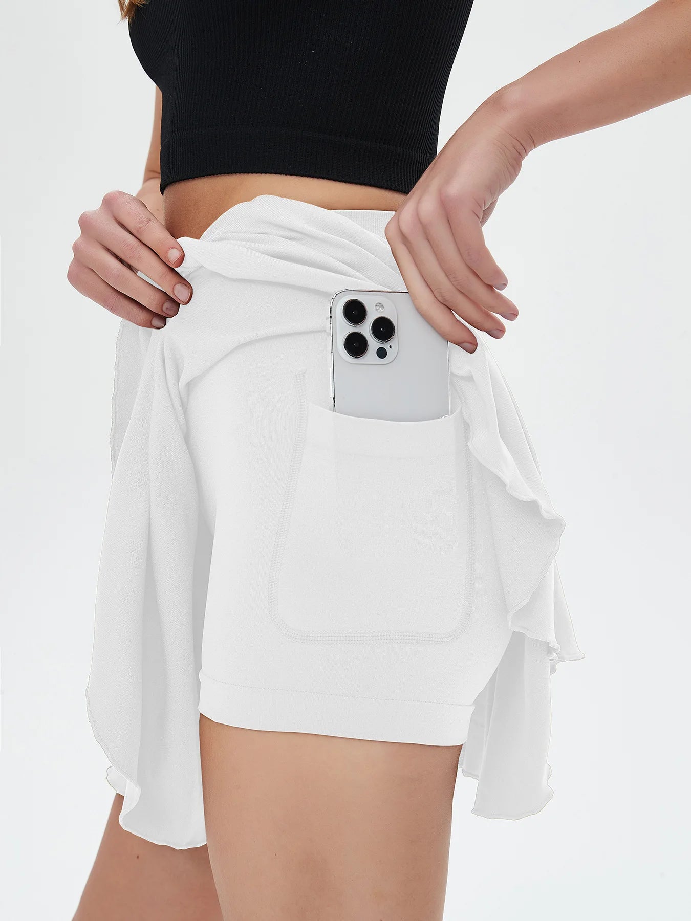CZGUKE Women Tennis Skirt with Built-In Shorts in Nylon