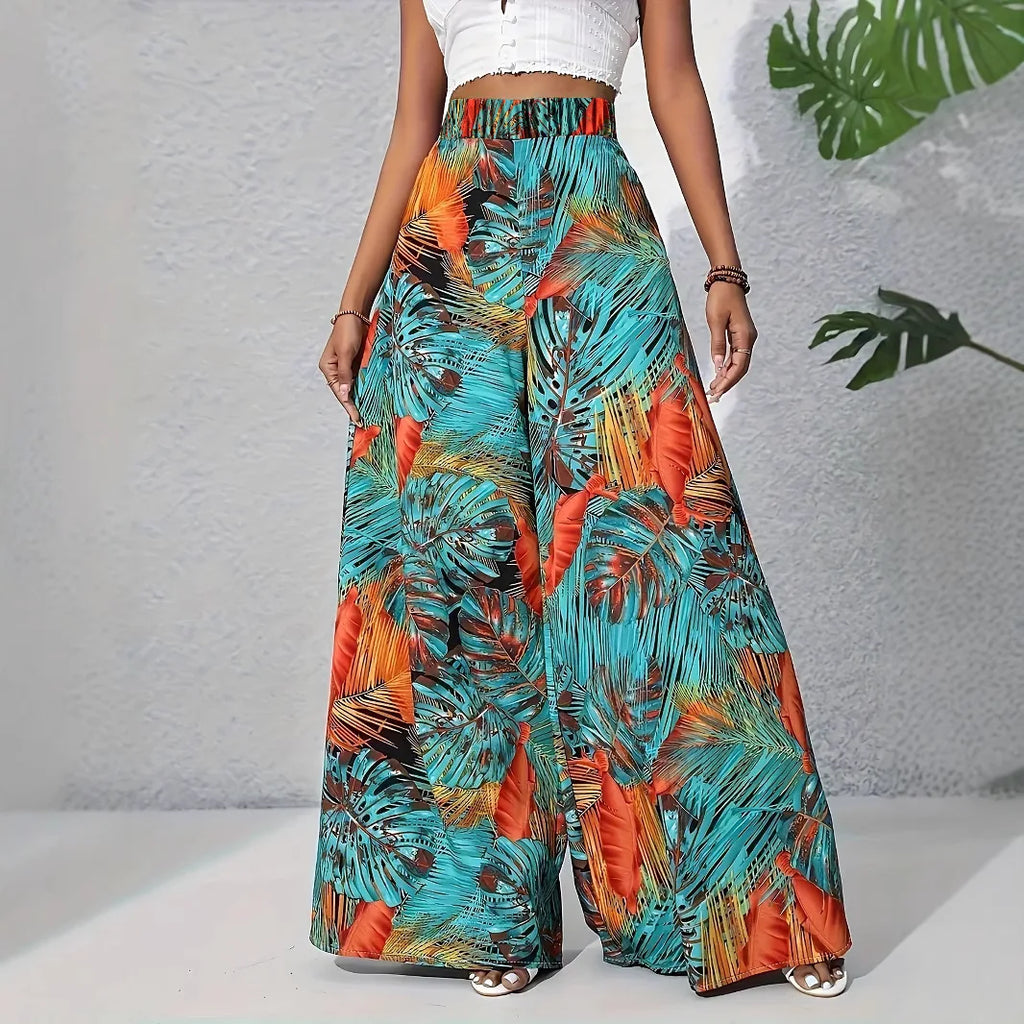 High Waist Wide Leg Pants for Women in Casual Resort Style