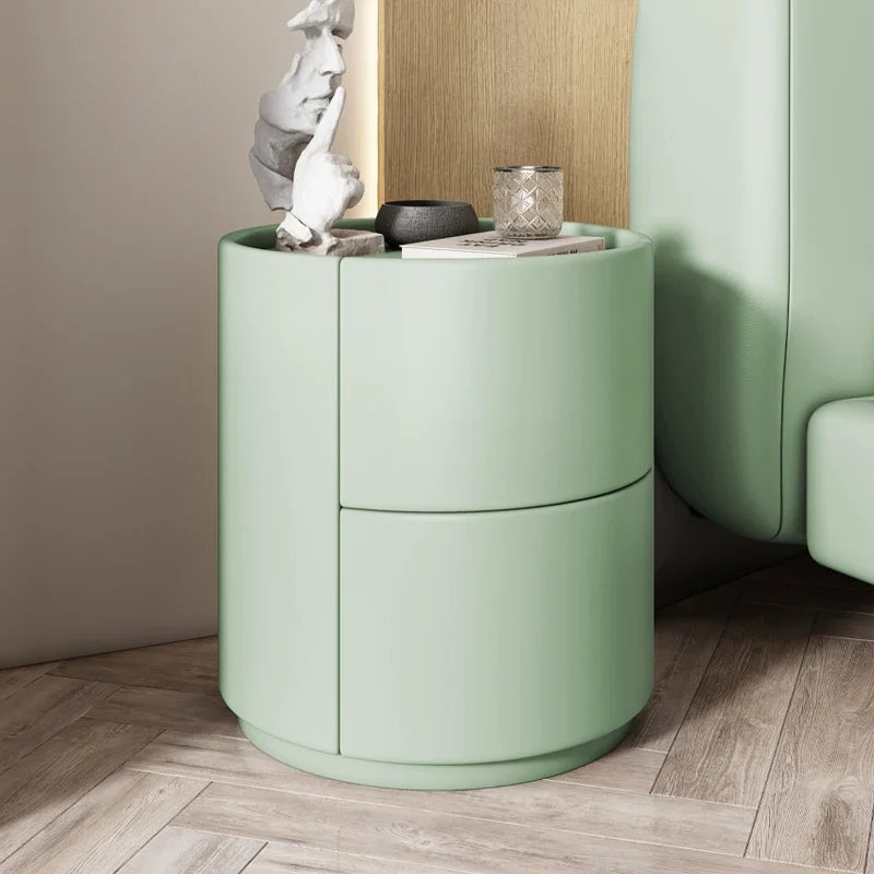 Modern Minimalist Solid Wood Nightstand with Two Drawers