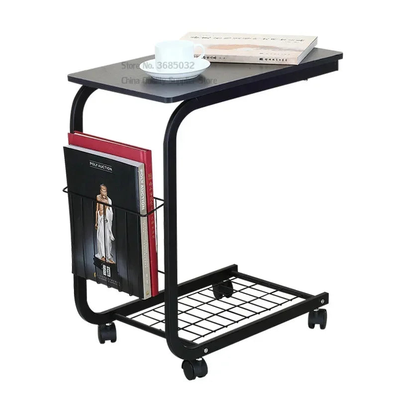 Modern Metal Living Room Table with Wheels and Storage