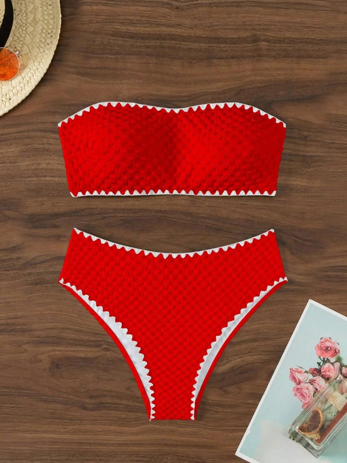 White 2 Piece Bandeau Swimsuit for Women by MALEY LifeStyle