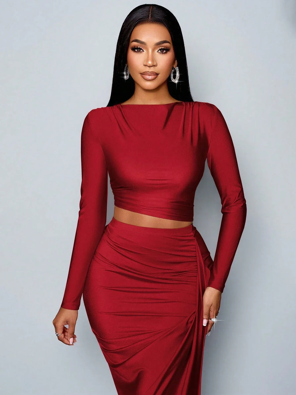 Asymmetric Collar Two-piece Set for Elegant Women