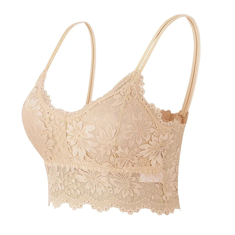 Lace Wireless Bralette for Women - Comfortable Solid Color Design